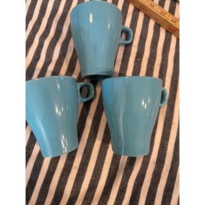 IKEA Fargrik Coffee Mugs Set of 3 Turquoise Blue Stoneware 21533 Scandinavian